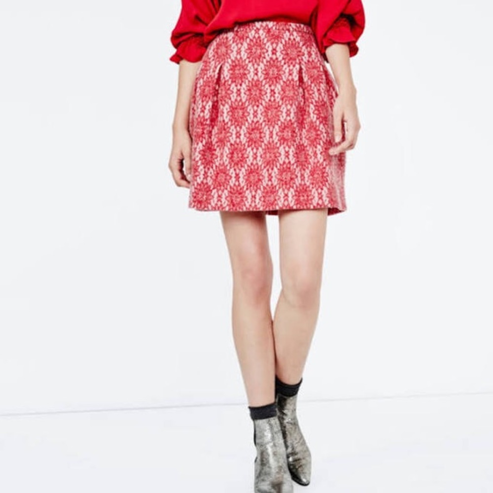 Maje “Jironda” Red Lace Skirt